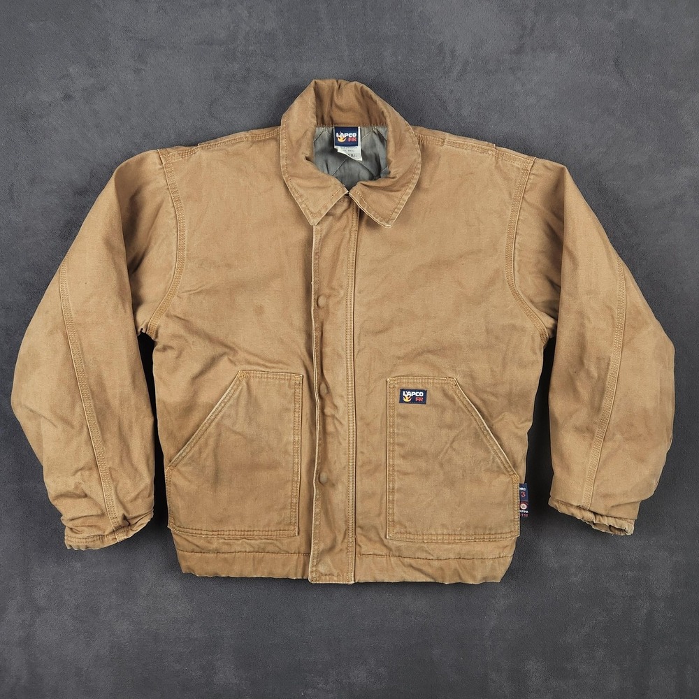 Lapco FR Jacket Mens Medium Brown Flame Resistant Duck Quilted Work Canvas